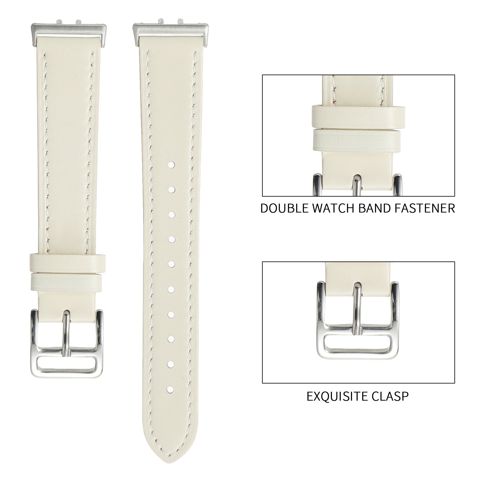 For Samsung Galaxy Fit3 Genuine Leather Watch Strap Band Replacement - Beige For Samsung Galaxy Fit3 Genuine Leather Watch Strap Band Replacement - Beige